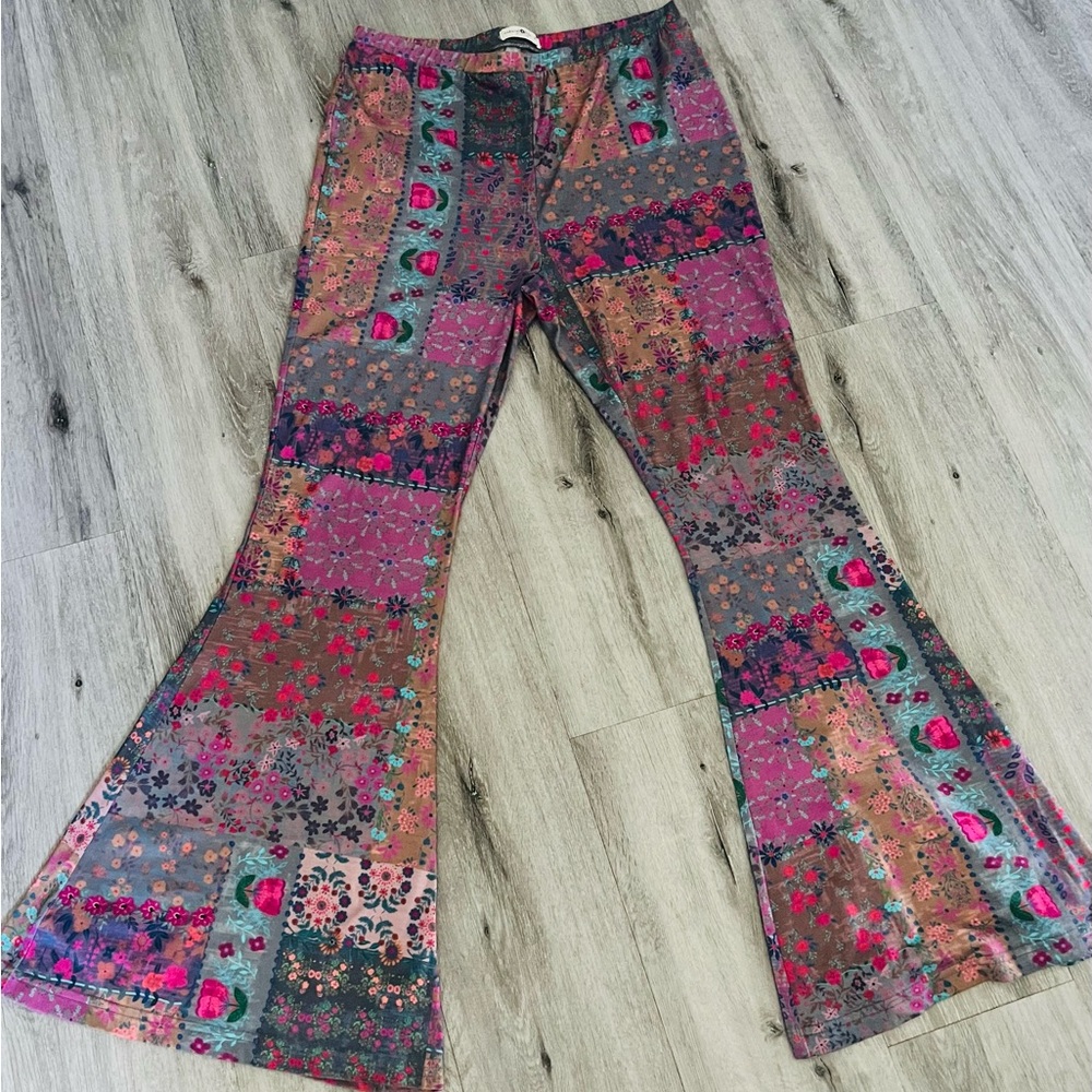Floral Patchwork Flare Pants